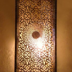 Elegant Moroccan Silver Metal Pendant Wall Lamp