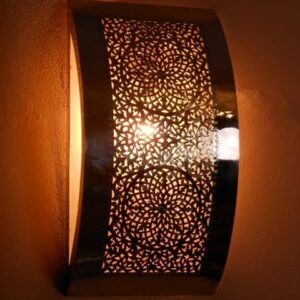 Moroccan Handcrafted Silver Metal Wall Lamp