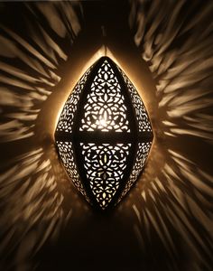 Moroccan Silver Metal Wall Lamp | Vintage Pendant Light