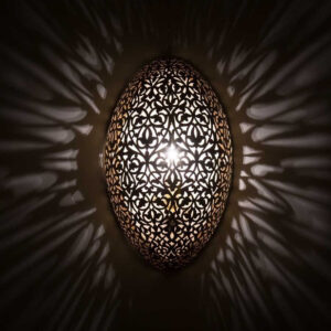 Moroccan Silver Metal Handcrafted Pendant Wall Lamp for Indoor and Outdoor Spaces