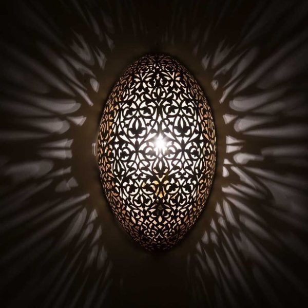 Moroccan Silver Metal Handcrafted Pendant Wall Lamp for Indoor and Outdoor Spaces