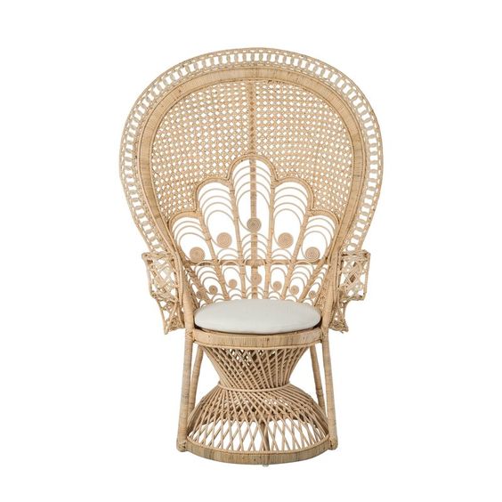 Vintage Moroccan Handcrafted Wood Chair - High Back Design