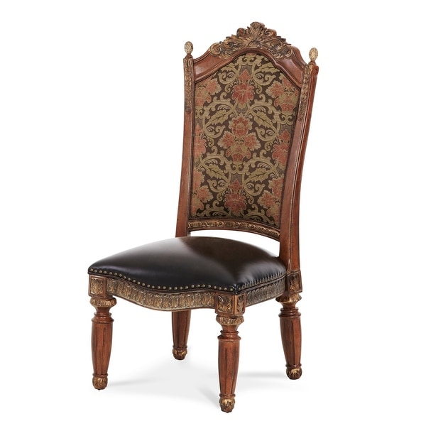 Moroccan Luxury Wood Chair with Genuine Leather - Handcrafted Statement Piece