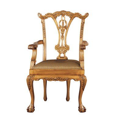 Elegant Hand-Carved Moroccan Wood Armchair