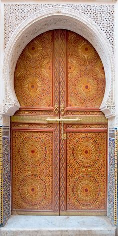 Moroccan Hand-Carved Arched Wood Door - Customizable Dimensions