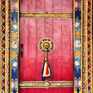 Red Moroccan Wood Door - Handcrafted Luxury and Durability