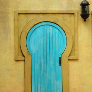 Moroccan Cyan Wood Door 110 - Handcrafted Traditional Elegance, For Indoors or Outdoors
