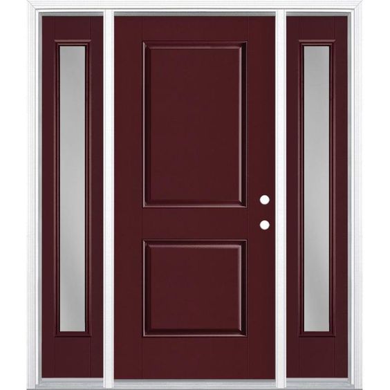 Solid Mahogany Wood Front Door with 2 Sidelites - Handcrafted in Morocco