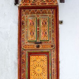 Exotic Moroccan Hand-Painted Wood Door - Premium Craftsmanship