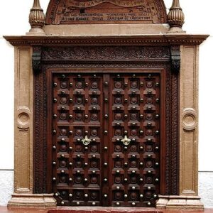 Hand-Carved Moroccan Wood Double Doors | Solid Wood, Custom Dimensions