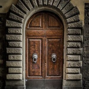 Moroccan Arched Solid Wood Door - Handcrafted Durable Elegance