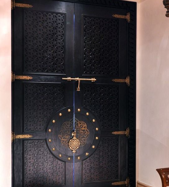 Elegant Hand-Carved Moroccan Wood Door 131 - High-Quality, Durable craftsmanship