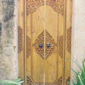 Handcrafted Moroccan Wood Double Doors | Premium Solid Construction