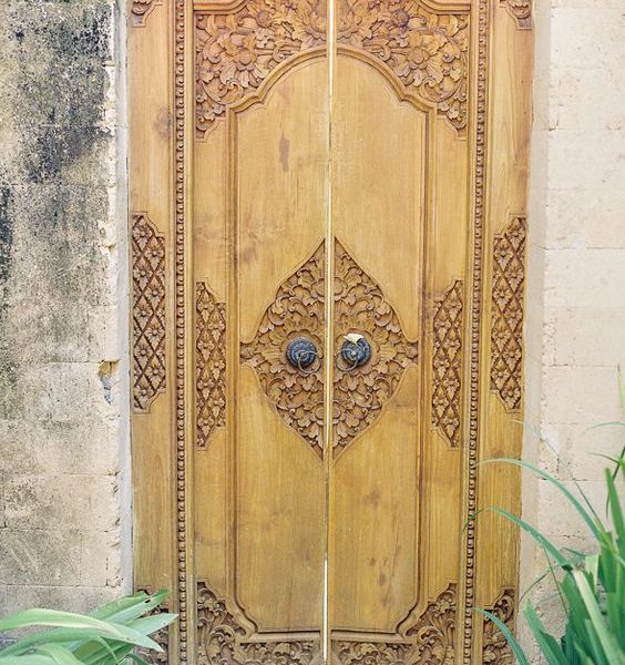 Handcrafted Moroccan Wood Double Doors | Premium Solid Construction