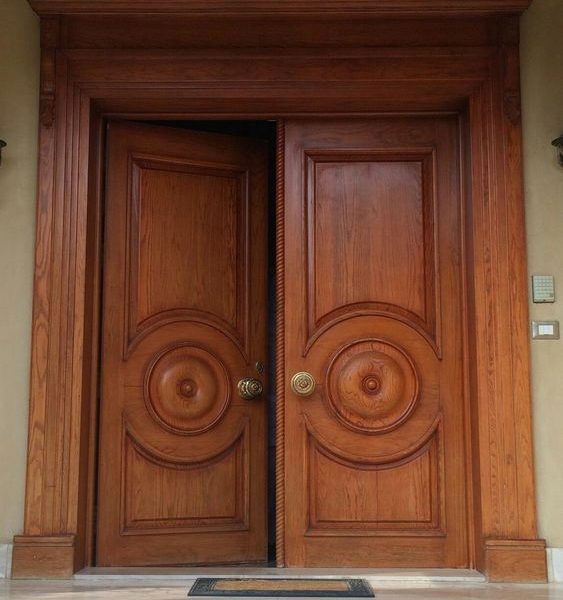 Luxury Moroccan Wood Double Door - Handcrafted Elegance