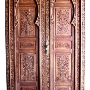 Vintage Moroccan Handcrafted Wood Door - Durable and Elegant