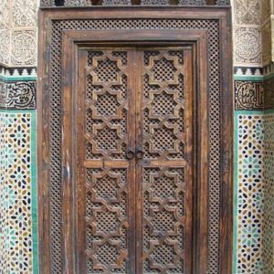 Vintage Moroccan Hand-Carved Solid Wood Door - High-Quality Craftsmanship