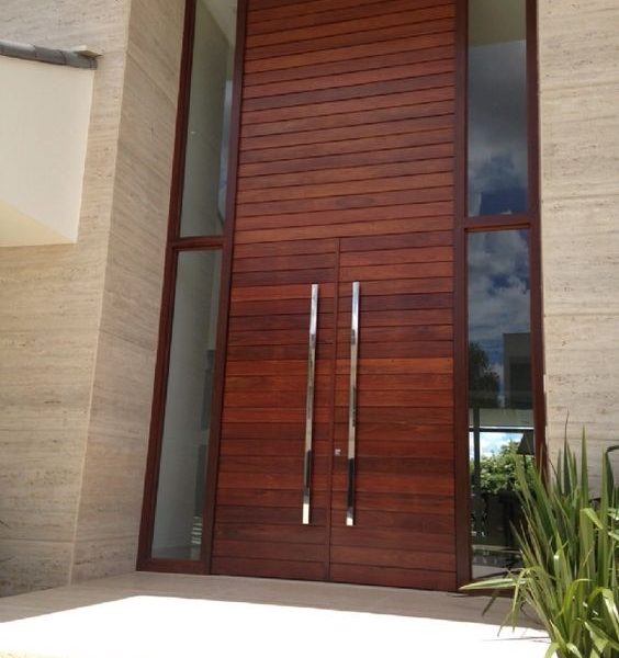 Elegant Modern Mahogany Front Door with Sidelites