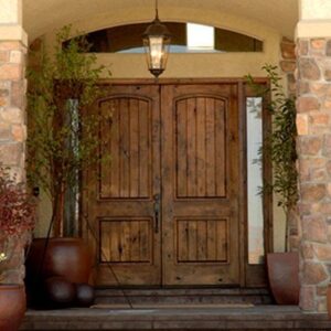 Rustic Double Wood Front Door - Handcrafted Moroccan Entryway Statement