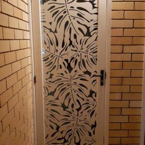 Carved Leaf Pattern Wood Door - Handcrafted in Morocco