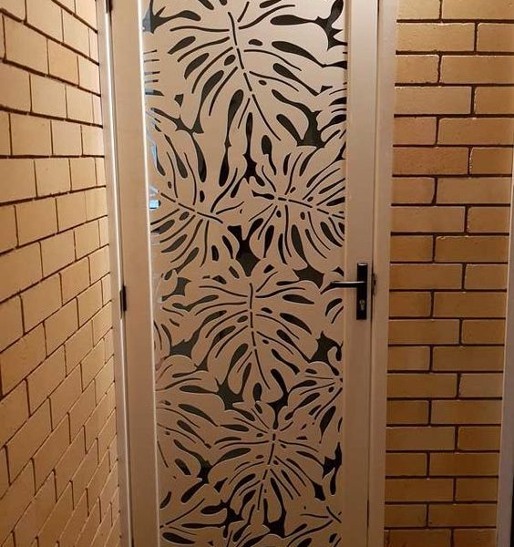 Carved Leaf Pattern Wood Door - Handcrafted in Morocco