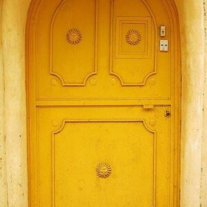 Vintage Moroccan Yellow Wood Door - Handcrafted Luxury