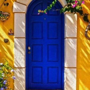 Premium Moroccan Blue Wood Door - Elegant Luxury for Interior & Exterior