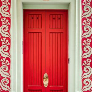 High-Quality Red Double Wood Door | Moroccan Craftsmanship