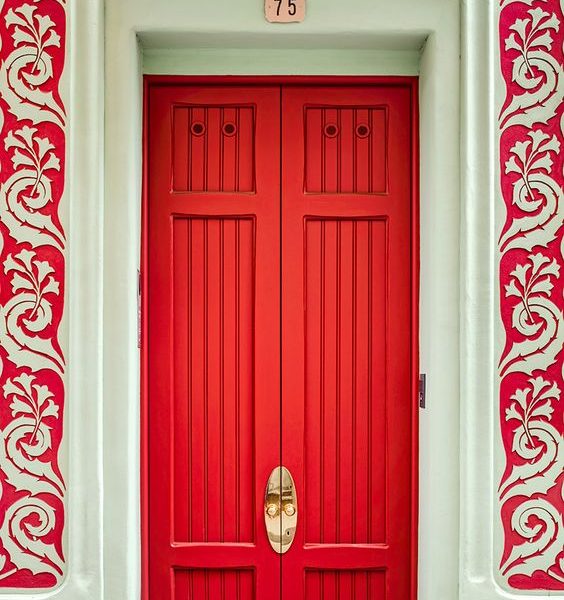 High-Quality Red Double Wood Door | Moroccan Craftsmanship