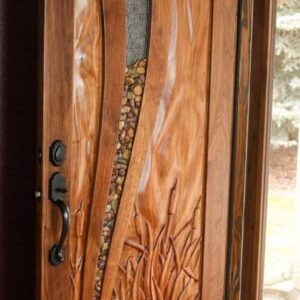 Hand-Carved Moroccan Wood Front Door for Home Décor