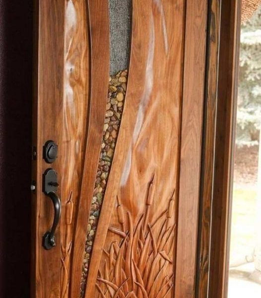 Hand-Carved Moroccan Wood Front Door for Home Décor
