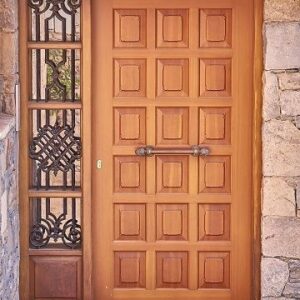 Artisan-Crafted Wood Door with Sidelight | Handmade in Morocco