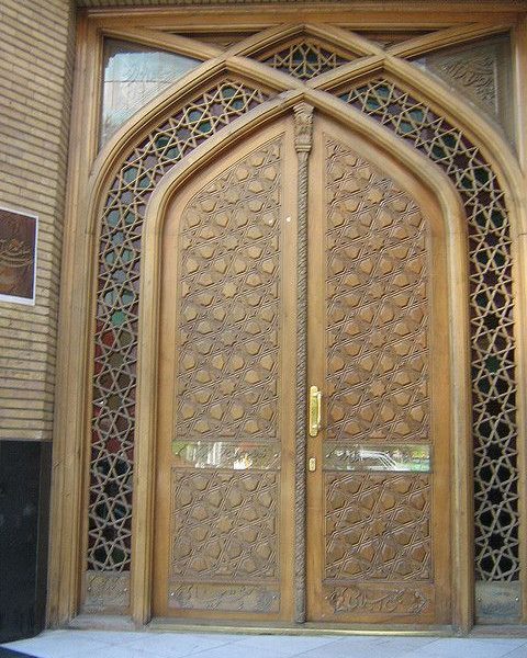 Hand-Carved Moroccan Wood Double Doors for Interior & Exterior