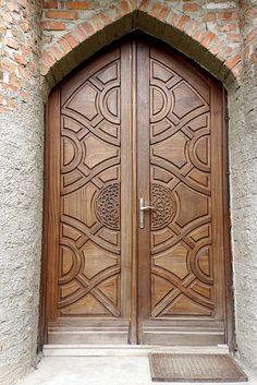 Moroccan Hand-Carved Double Wood Doors for Home Entryways