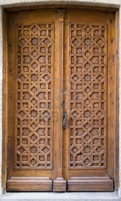 Luxury Moroccan Hand-Carved Double Wood Door
