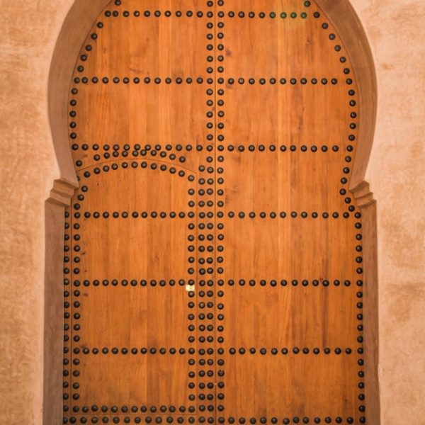 Moroccan Arched Premium Wood Double Doors - Handcrafted Luxury