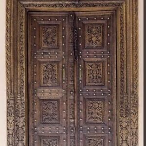 Vintage Moroccan Wood Double Doors | Handmade Solid Wood Craftsmanship