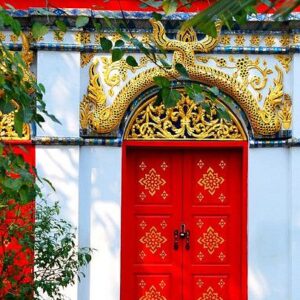 Red Moroccan Wood Double Doors | Premium Crafted & Handmade