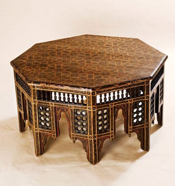 Hand-Painted Moroccan Wood Table 105 - Unique Style and Elegance
