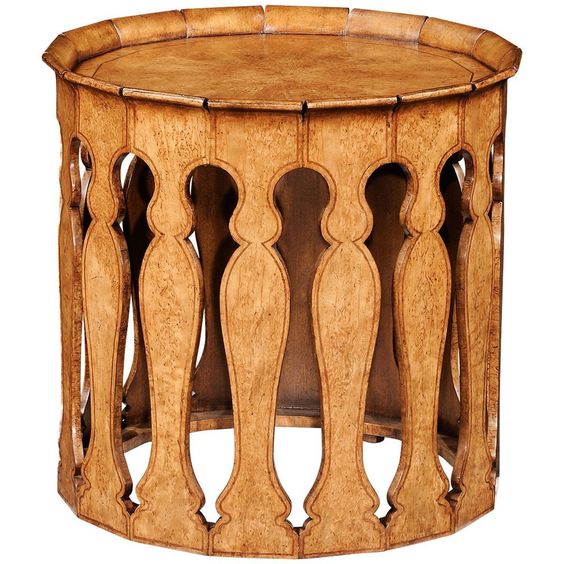 Moroccan Vintage Wood Table - Handcrafted Traditional Engravings