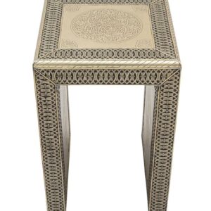 Arabian Mother of Pearl Inlaid Wood Table - Handcrafted Moroccan Style