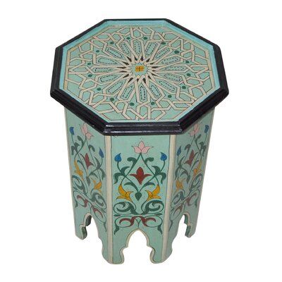 Exotic Moroccan Octagonal Wooden Table - Hand-Carved Design
