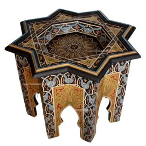 Hand-Carved Cedar Wood Moroccan Side Table 176