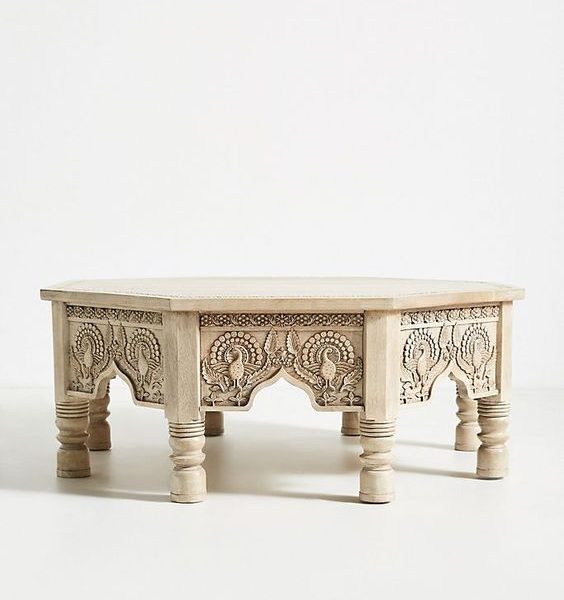 Hand-Carved Moroccan Wood Table | Unique Handcrafted Design