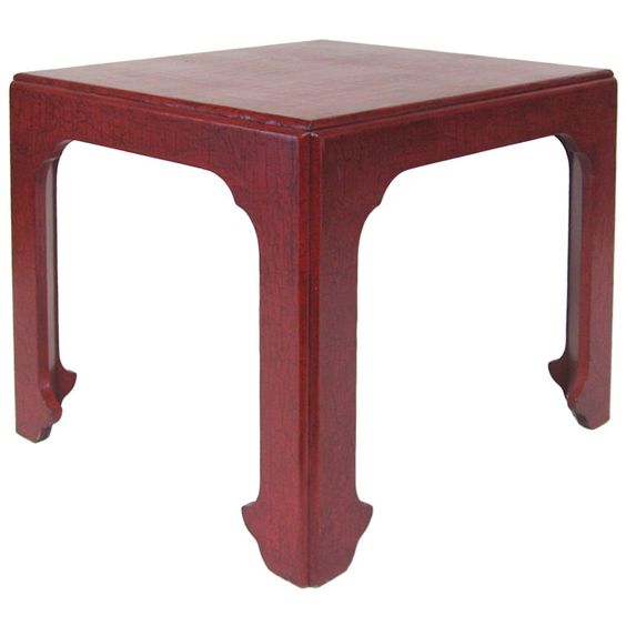 Handcrafted Dark Red Wood Table with Intricate Detailing