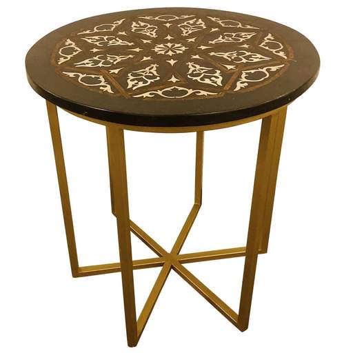 Octagonal Moroccan Cedar Wood Side Table - Handmade and Hand-Carved
