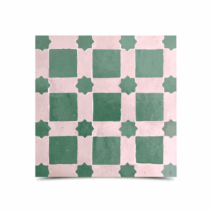 Moroccan Mosaic Tile - Green & Beige Elegance