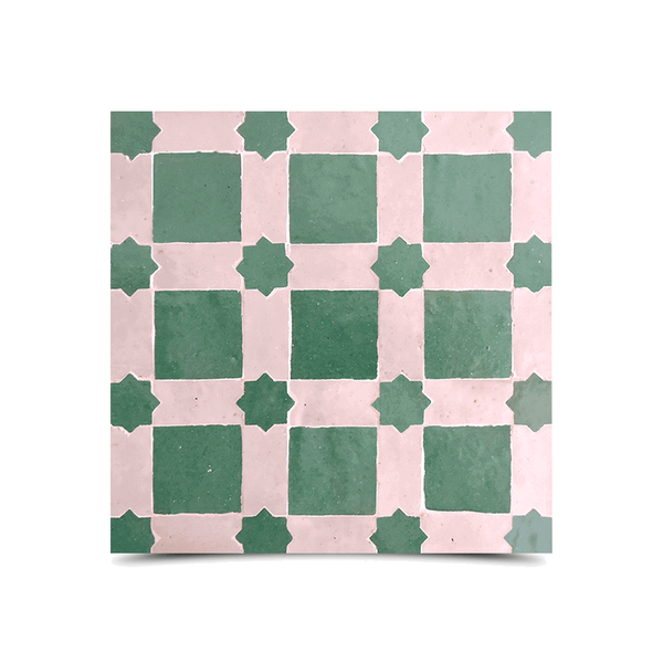 Moroccan Mosaic Tile - Green & Beige Elegance