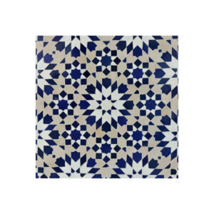 Moroccan Floral Mosaic Tiles - Blue & Cream Design