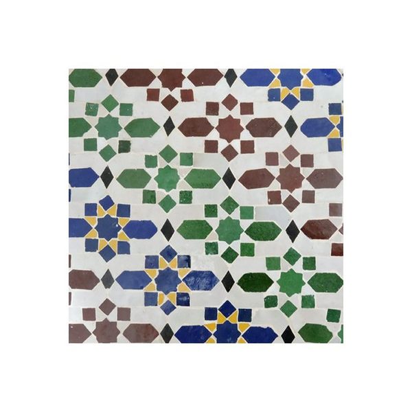 Vibrant Moroccan Mosaic Tile - Red, Blue, Green Stars